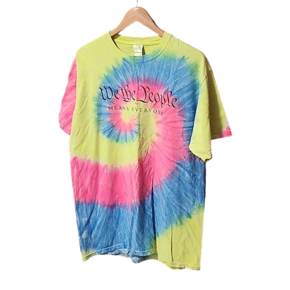 WE THE PEOPLE MEANS EVERYONE Spiral Tie Dye Short Sleeve Tee Mens L Pride LGBTQ - Picture 5 of 8